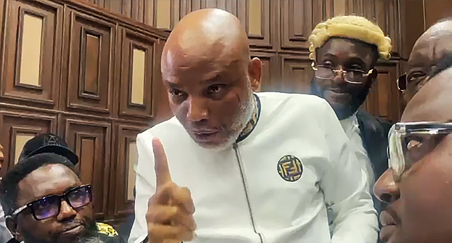 Nnamdi Kanu Enters Defence, Lists Wike, Umahi, Buratai, Others As Witnesses 1 Nnamdi Kanu in Court 2