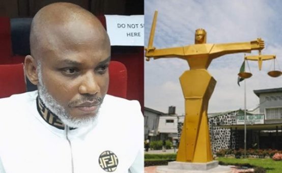 BREAKING: Kanu bows to court order, begins defence in terrorism trial 1 Nnamdi Kanu 554x340 2