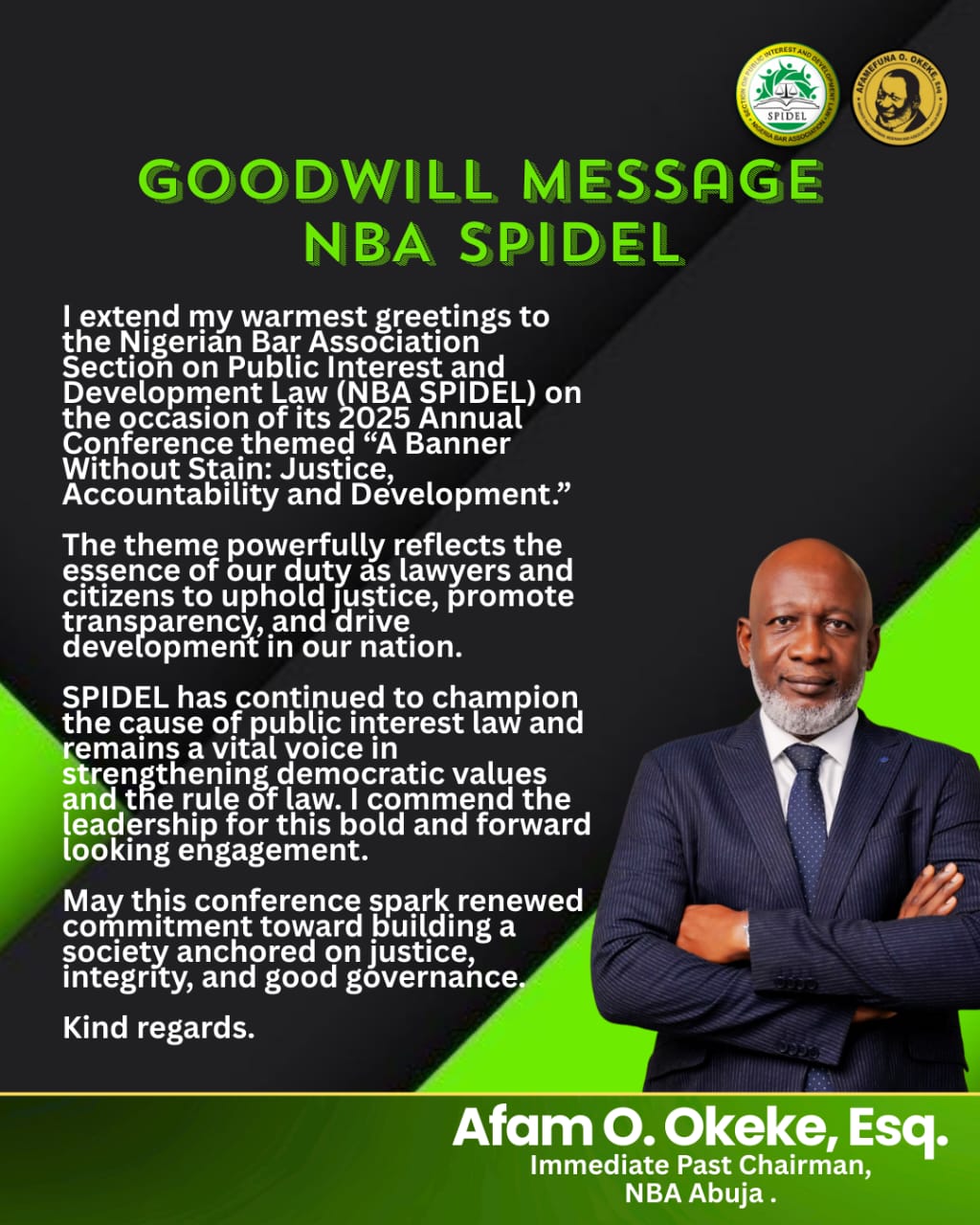 Afam O. Okeke, Esq., Extends Goodwill to NBA SPIDEL at the 2025 Annual Conference