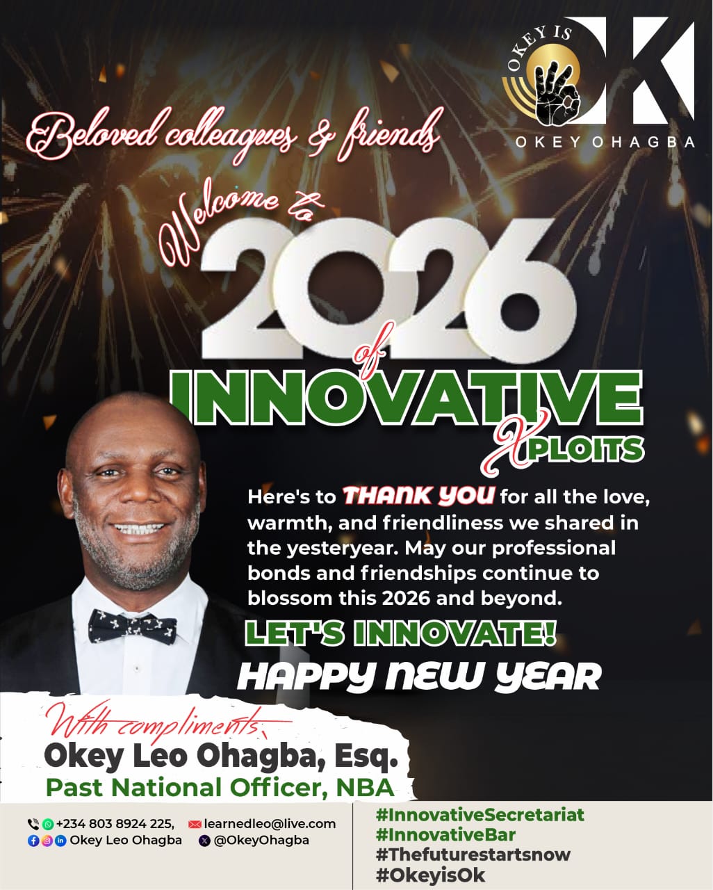 Okey Leo Ohagba, Esq., Past National Officer of the NBA Calls for Unity, Innovation, and Purposeful Leadership in the New Year