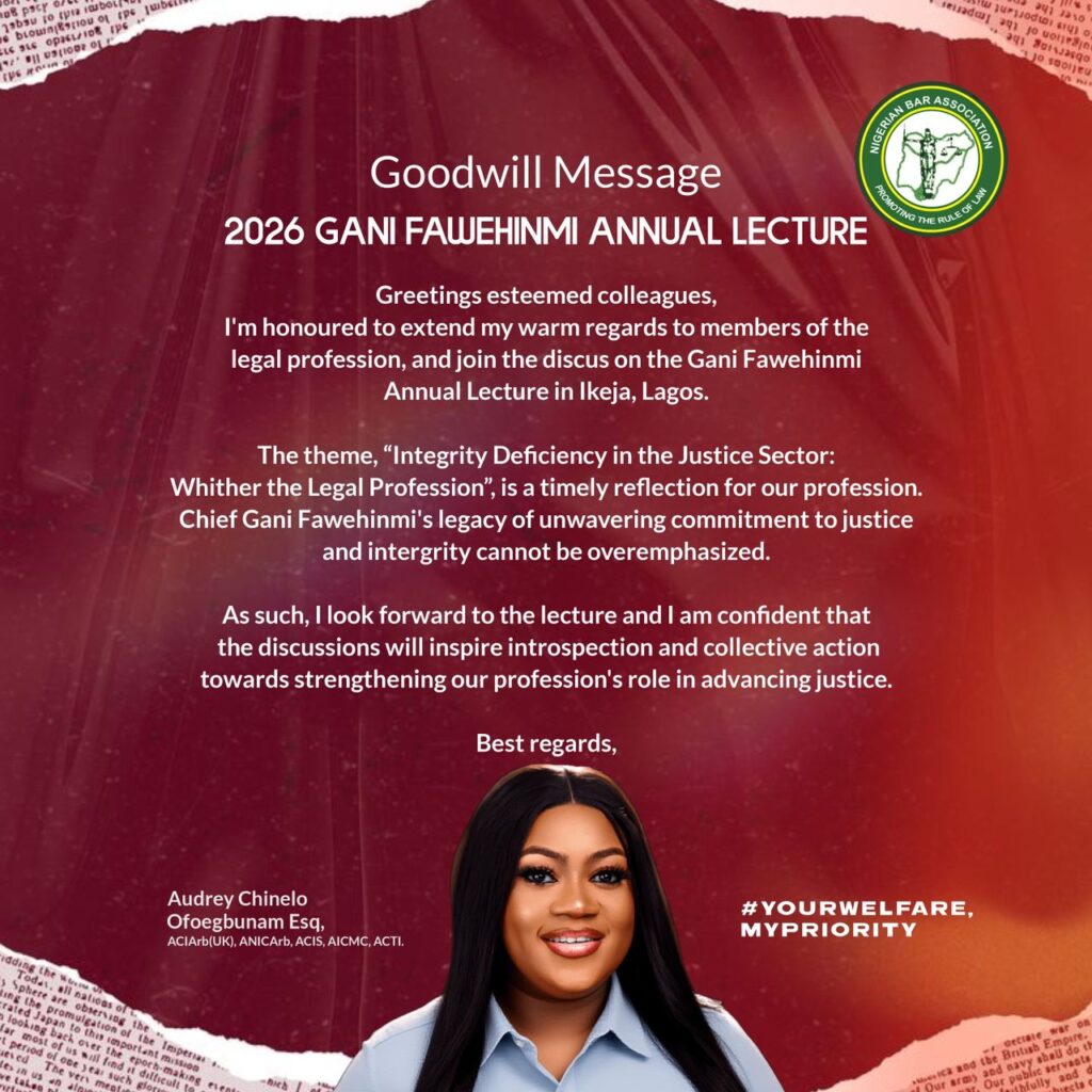 Audrey Chinelo Ofoegbunam, Esq., Sends Goodwill Message Ahead of the 2026 Gani Fawehinmi Annual Lecture 1 WhatsApp Image 2026 01 14 at 1.31.01 PM