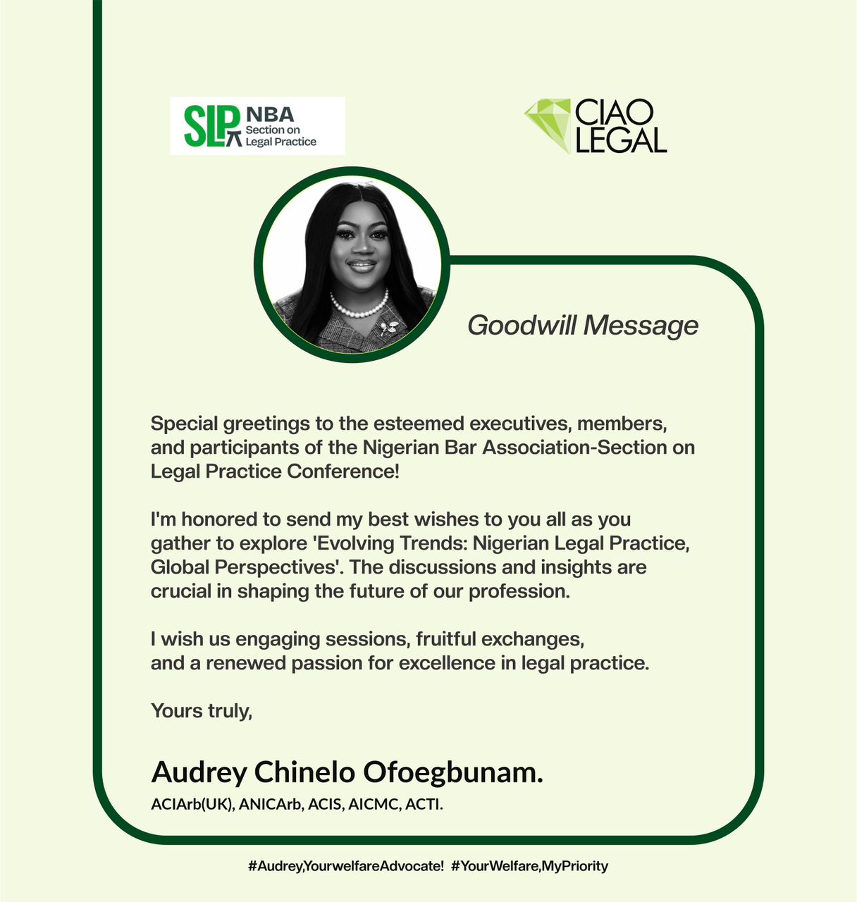 Audrey Chinelo Ofoegbunam Applauds NBA-SLP Conference for Driving Innovation in Nigerian Legal Practice