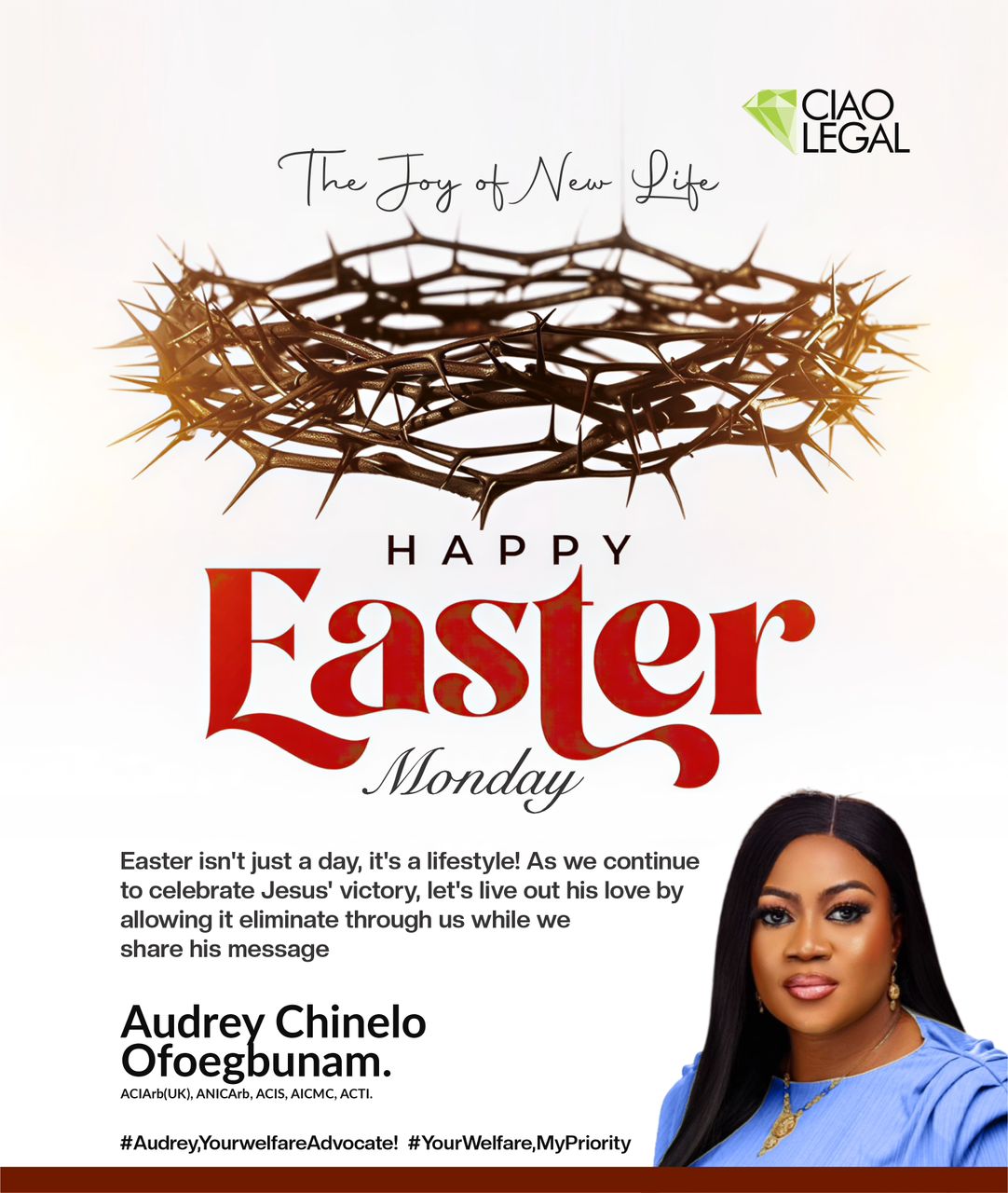 Audrey Chinelo Ofoegbunam Calls for Continuous Expression of Christ’s Love on Easter Monday