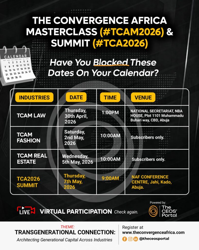 The Convergence Africa Sets 30th April as Kickoff for 2026 Multi-Industry Masterclass, Abuja Summit Holds 7th May. 1 WhatsApp Image 2026 04 15 at 18.35.59