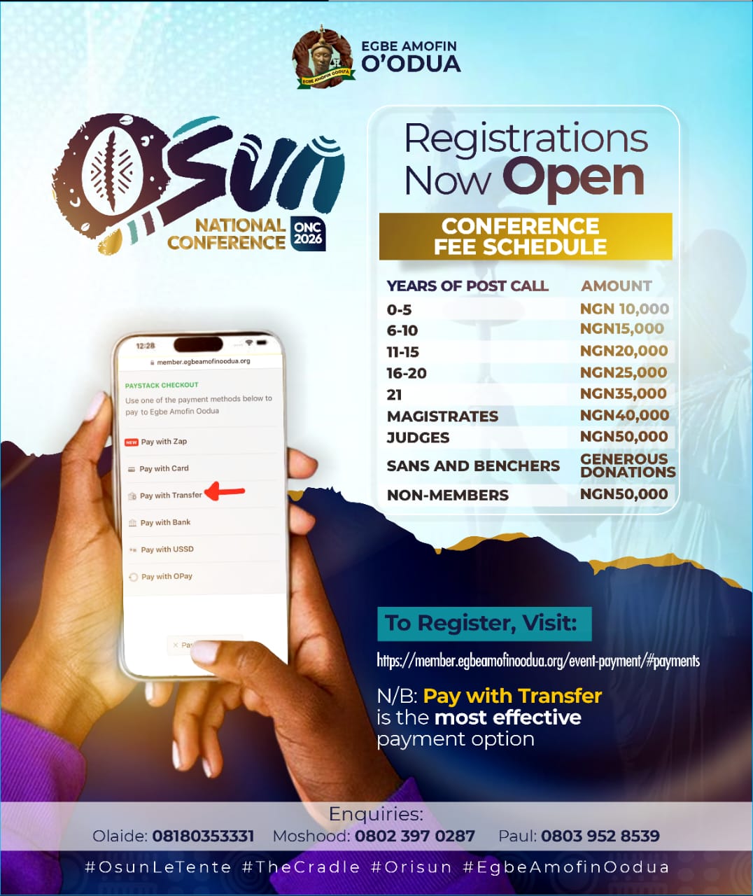 Dr. Muritala Abdulrasheed, SAN Confirms April 30 Deadline for Early Bird Registration at Egbe Amofin Osun Conference