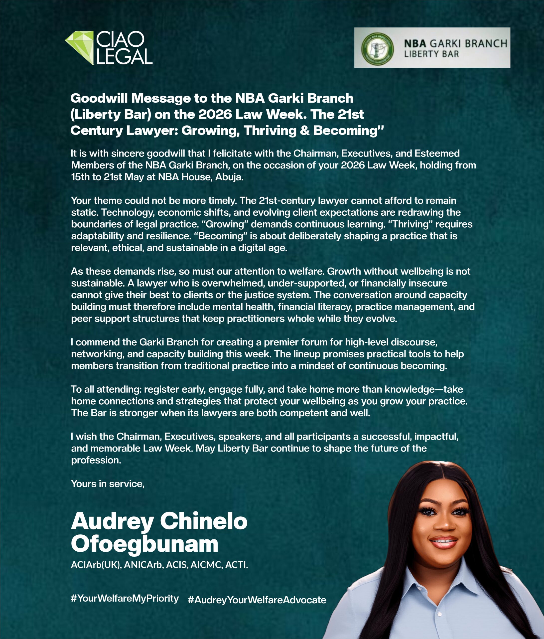 Audrey Chinelo Ofoegbunam Commends NBA Garki Branch for Promoting Capacity Building and Professional Development