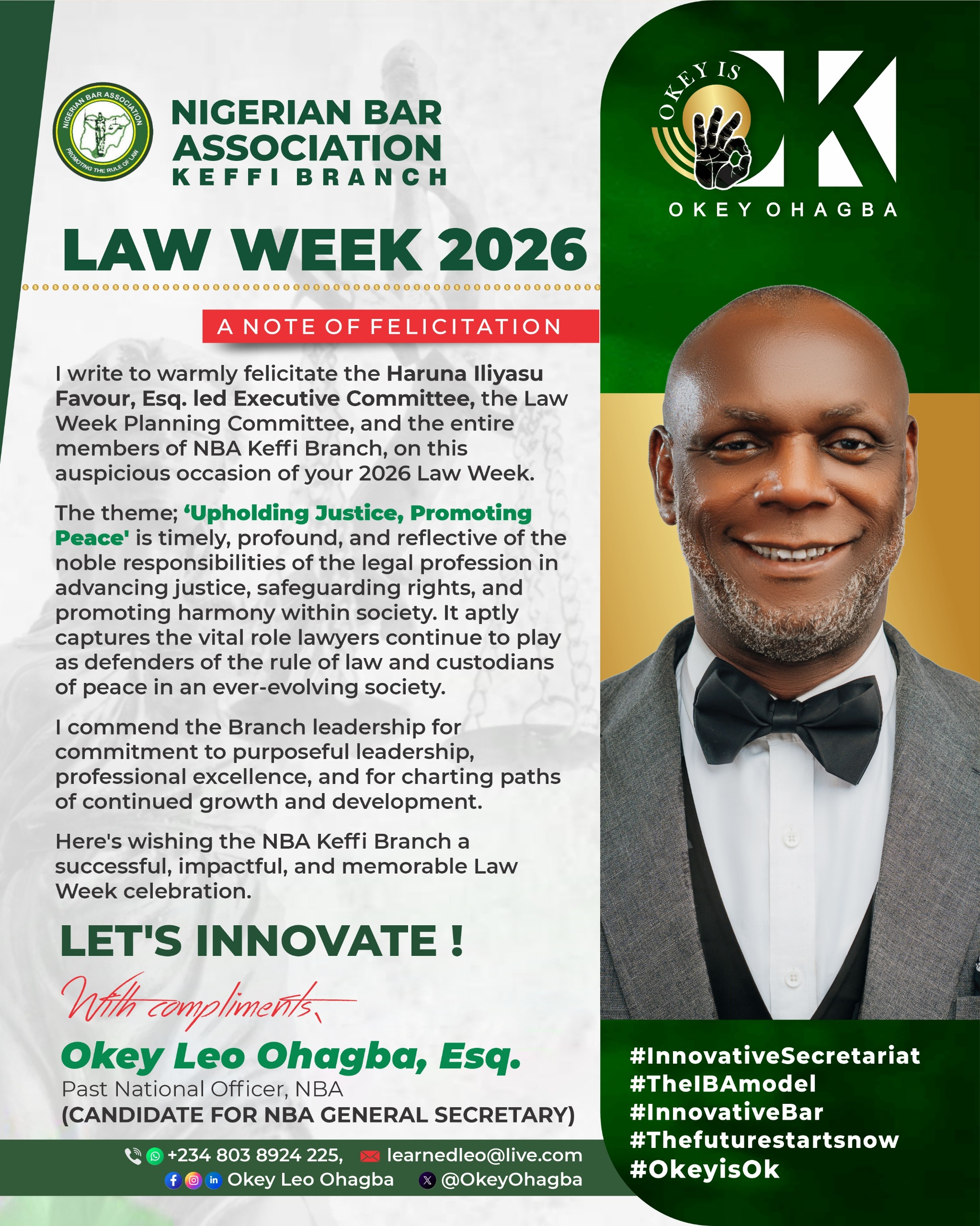 Okey Leo Ohagba Praises Purposeful Leadership and Professional Excellence of NBA Keffi Branch