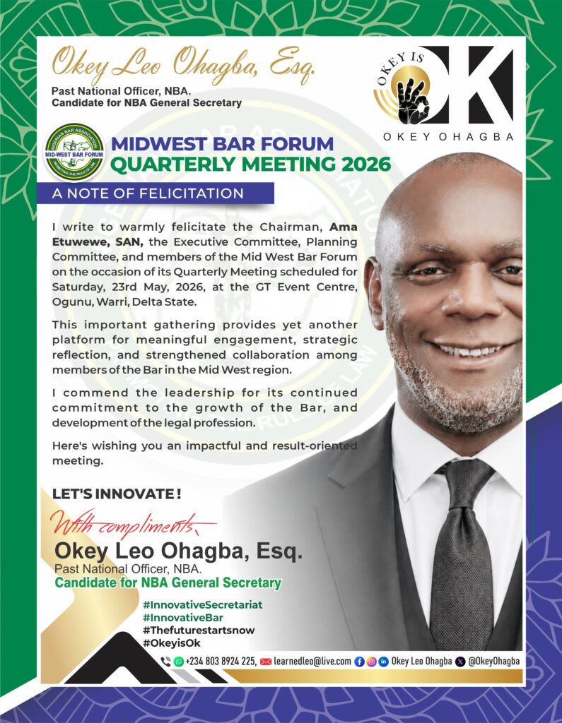 Okey Leo Ohagba Felicitates Mid-West Bar Forum on 2026 Quarterly Meeting, Calls for Strategic Engagement and Collaboration 3 WhatsApp Image 2026 05 25 at 10.01.25 AM