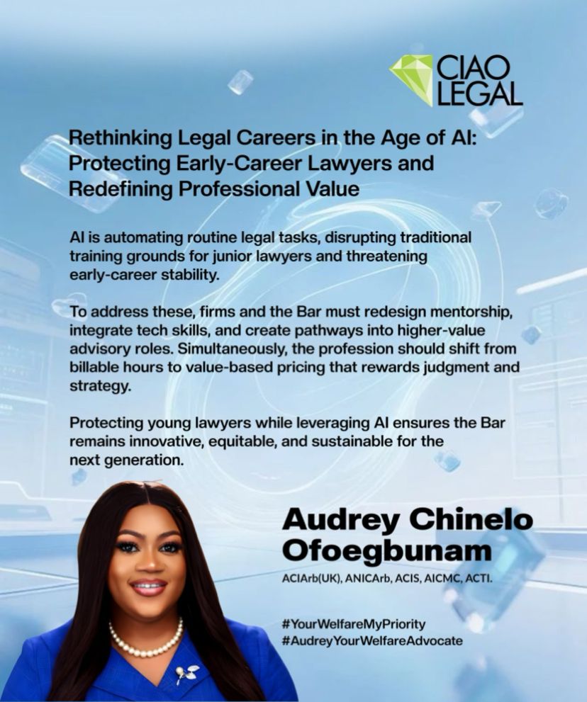 Audrey Chinelo Ofoegbunam Highlights Economic Risks of AI Automation and Proposes Safeguards for Young Lawyers