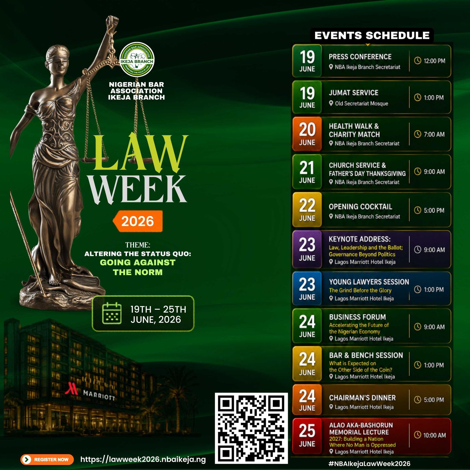 Babatunde Fashola SAN, Femi Falana SAN, Dr. Jumoke Oduwole, Judges and Leading SANs Set for NBA Ikeja Law Week 2026 as Registration Opens for Flagship Legal Gathering