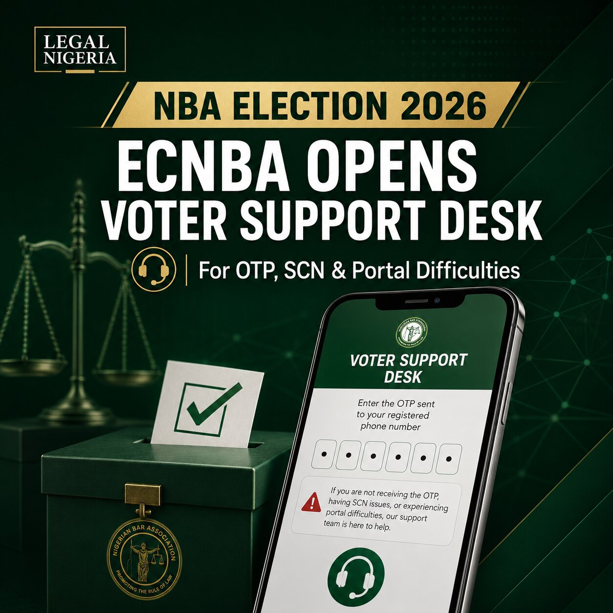 NBA Election: ECNBA Opens Support Desk for Voters Facing OTP, SCN and Portal Difficulties