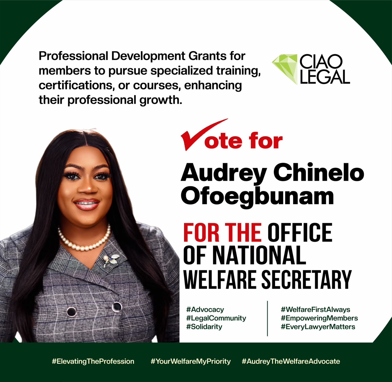 Audrey Chinelo Ofoegbunam Unveils Growth-Focused Welfare Agenda for Lawyers Across Every Sector