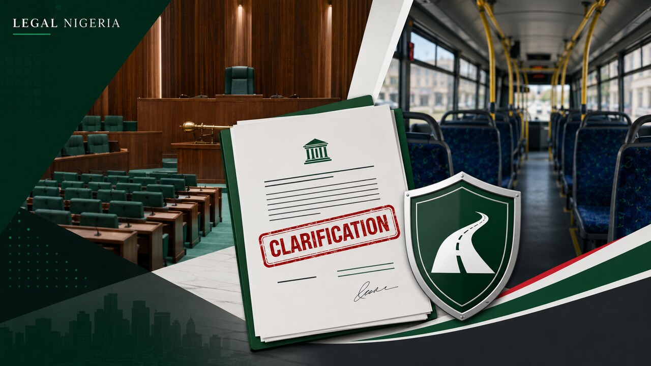 Legal Nigeria illustration of a Senate road-safety legislative clarification