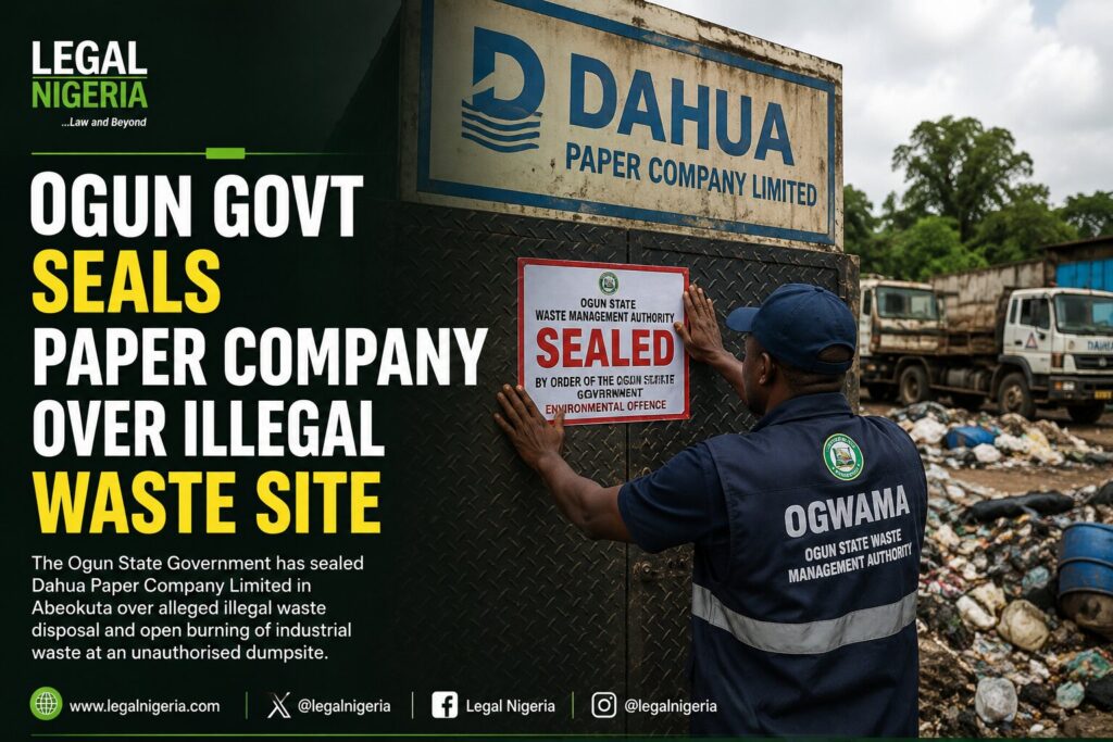 Ogun Seals Paper Company Over Illegal Dumpsite, Waste Burning 1 b4cb33ef 2f27 41f0 8166 c401534bf498