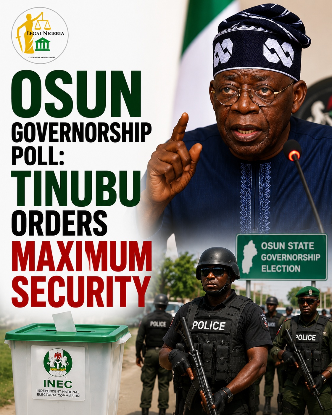 Osun Poll: Tinubu Orders Maximum Security, Charges INEC to Ensure Credible Election