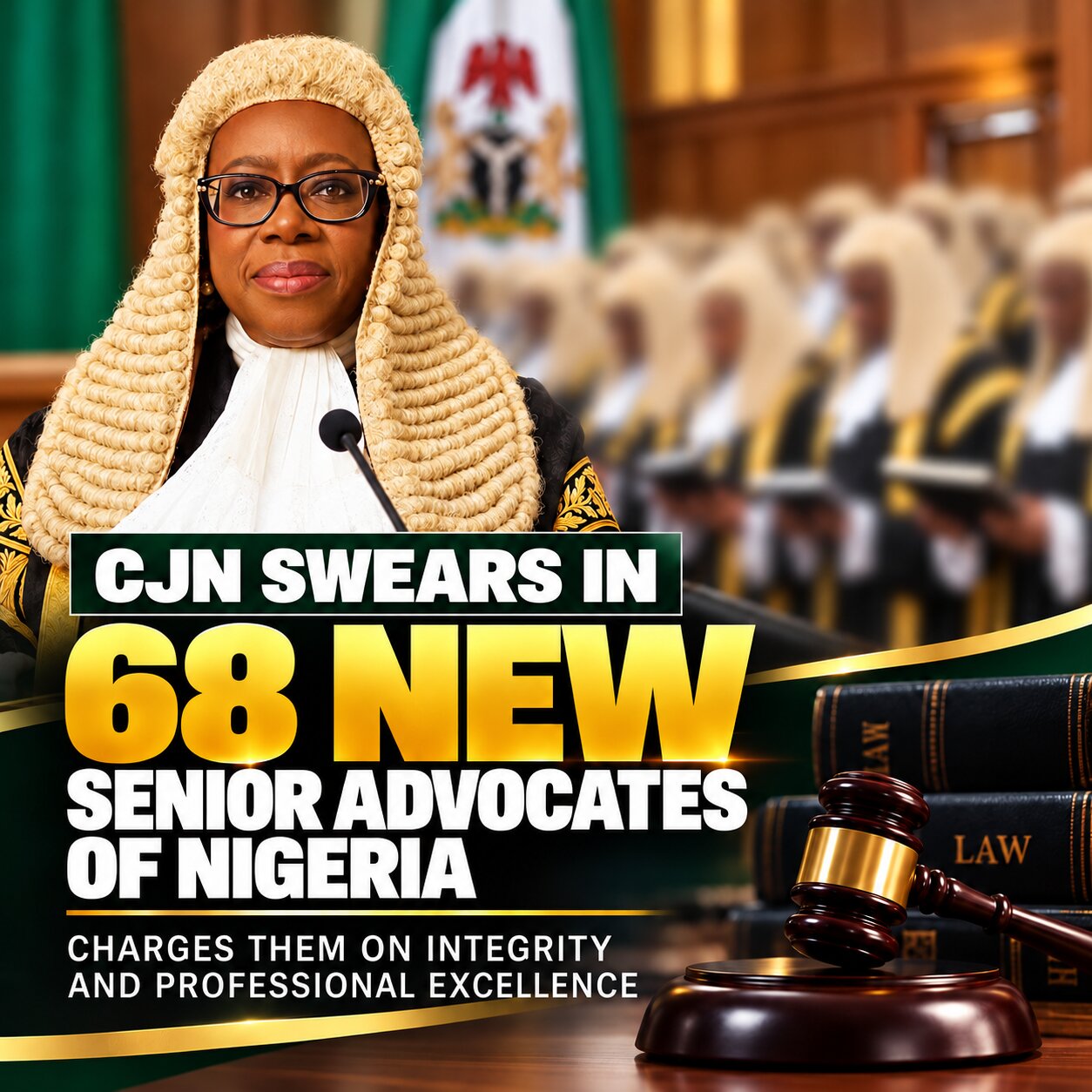 CJN Swears In 68 New Senior Advocates of Nigeria, Charges Them on Integrity and Professional Excellence