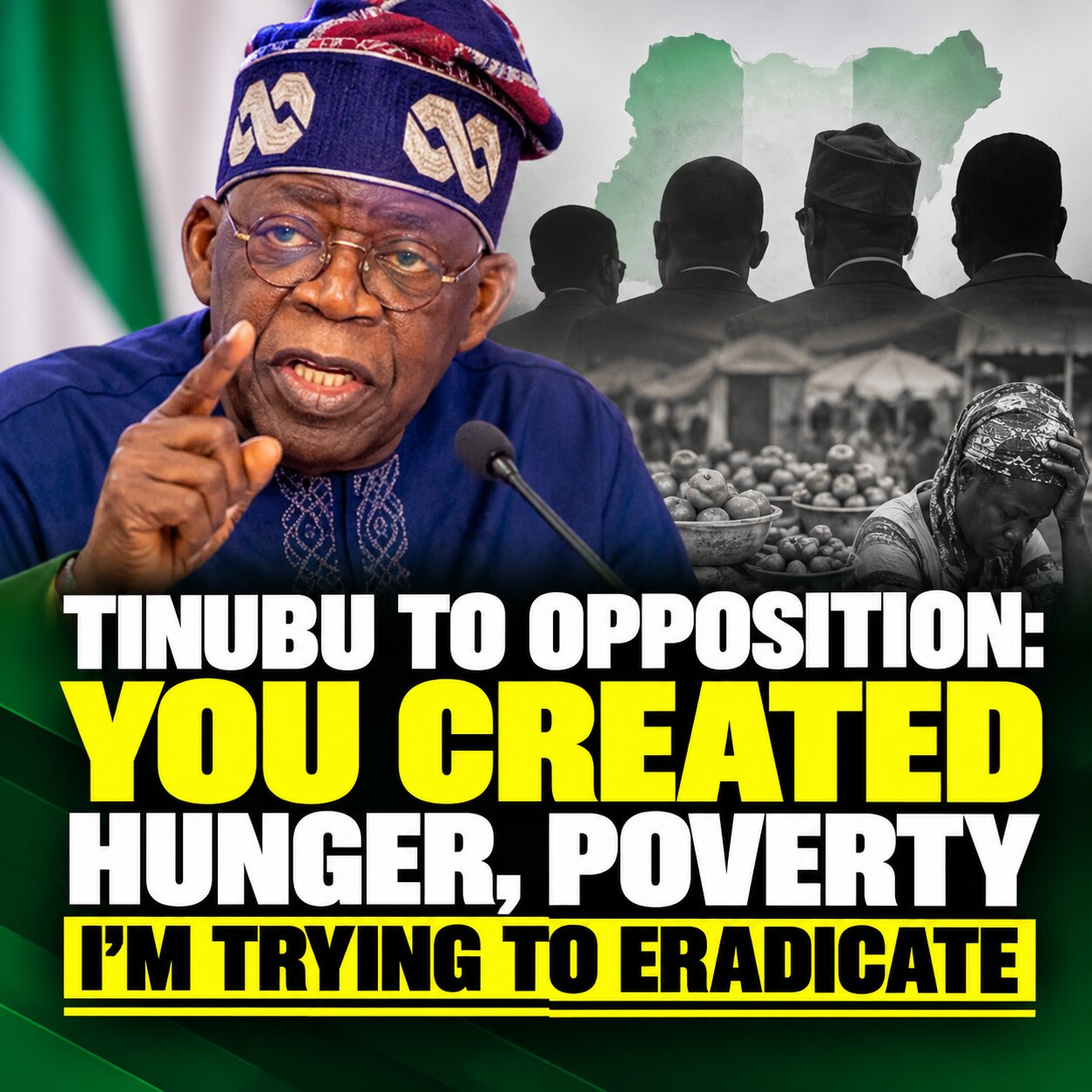 Tinubu Blames Opposition for Nigeria’s Hunger, Poverty, Promises Economic Recovery